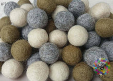 Load image into Gallery viewer, 2 cm Felt Balls. Wool Pom pom Nursery Garland Decoration. Shades of Brown and Offwhite 100 % Wool - DIY Craft
