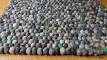 Load image into Gallery viewer, Rectangle Felt Ball Rug. 60 cm x 80 cm Stone Designer Rug . 100 % Wool Carpet
