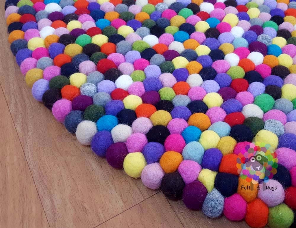 Felt Ball Rugs 20 cm - 250 cm Vibrant Multicolor (Free Shipping)