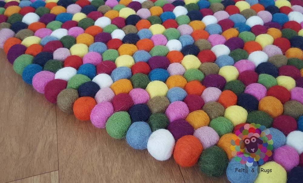 Felt Ball Rugs 20 cm - 250 cm Multicolored 15 Colors (Free Shipping)
