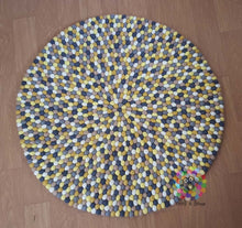 Load image into Gallery viewer, Felt Ball Rugs 20 cm - 250 cm Yellow and Grey (Free Shipping)
