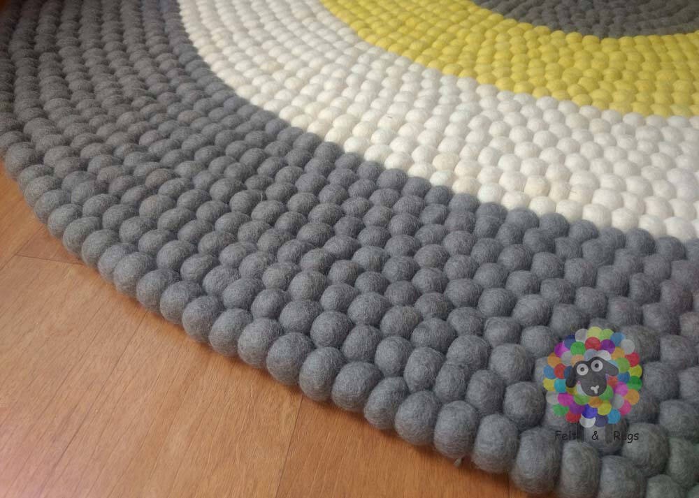 Felt Ball Rugs / Saturn Nursery Rug/ Pom pom rug/ Pebble Rug (Free Shipping)