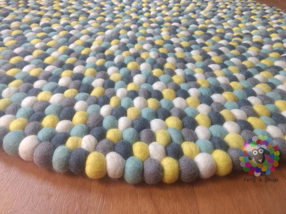 Felt Ball Rug / Nursery Pom pom carpet / Pebble Rug (Free Shipping)