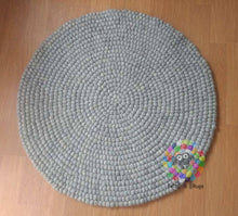 Load image into Gallery viewer, Felt Ball Rugs / Natural Grey pom pom 100 % New Zealand Wool Carpet (Free Shipping)
