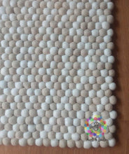 Load image into Gallery viewer, Rectangle Felt Ball Rug. White and Off-White Random Mix. 100 % Wool Carpet (Free Shipping)
