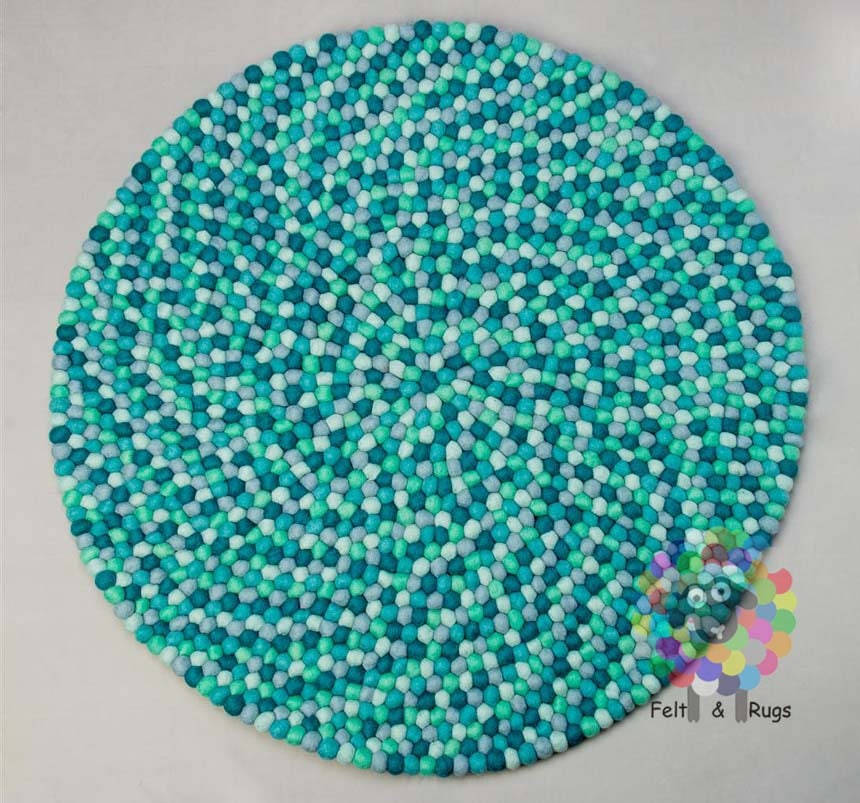 Felt Ball Rugs. Nursery pom pom 100 % Wool Nepal Rug (Free Shipping)