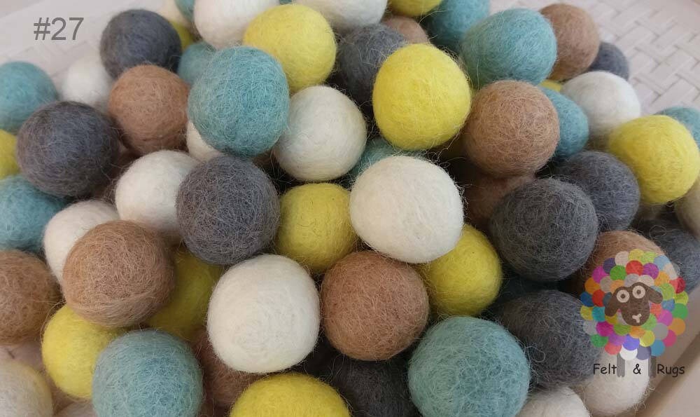 2 cm Felt Balls. Wool Pom pom Nursery Garland Decoration 100 % Wool - DIY Craft