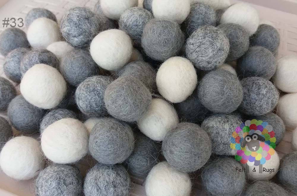 2 cm Felt Balls. Wool Pom pom Nursery Garland Decoration 100 % Wool - DIY Craft