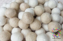 Load image into Gallery viewer, 2 cm Felt Balls. Wool Pom pom Nursery Garland Decoration. White / Offwhite. 100 % Wool - DIY Craft
