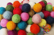 Load image into Gallery viewer, 1 cm / 10 mm Felt Balls. Wool Pom pom Nursery Garland Decoration.  Multicolored felt balls  (15 colors)100 % Wool - DIY Craft
