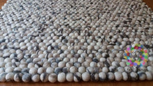 Load image into Gallery viewer, Rectangle Felt Ball Rug.  Stone Designer Rug . 100 % Wool Carpet (Free Shipment)
