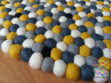 Load image into Gallery viewer, Felt Ball Rugs /Yellow Grey and White with Black Spot Nursery Rug (Free Shipping)
