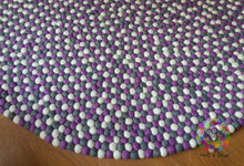 Load image into Gallery viewer, Felt Ball Rugs /White Grey and Lavender Nursery Rug (Free Shipping)
