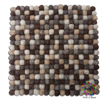 Load image into Gallery viewer, Square Felt Ball Chair Mat Set of 4 pcs. Size 36 cm x 36 cm each. 100 % Wool
