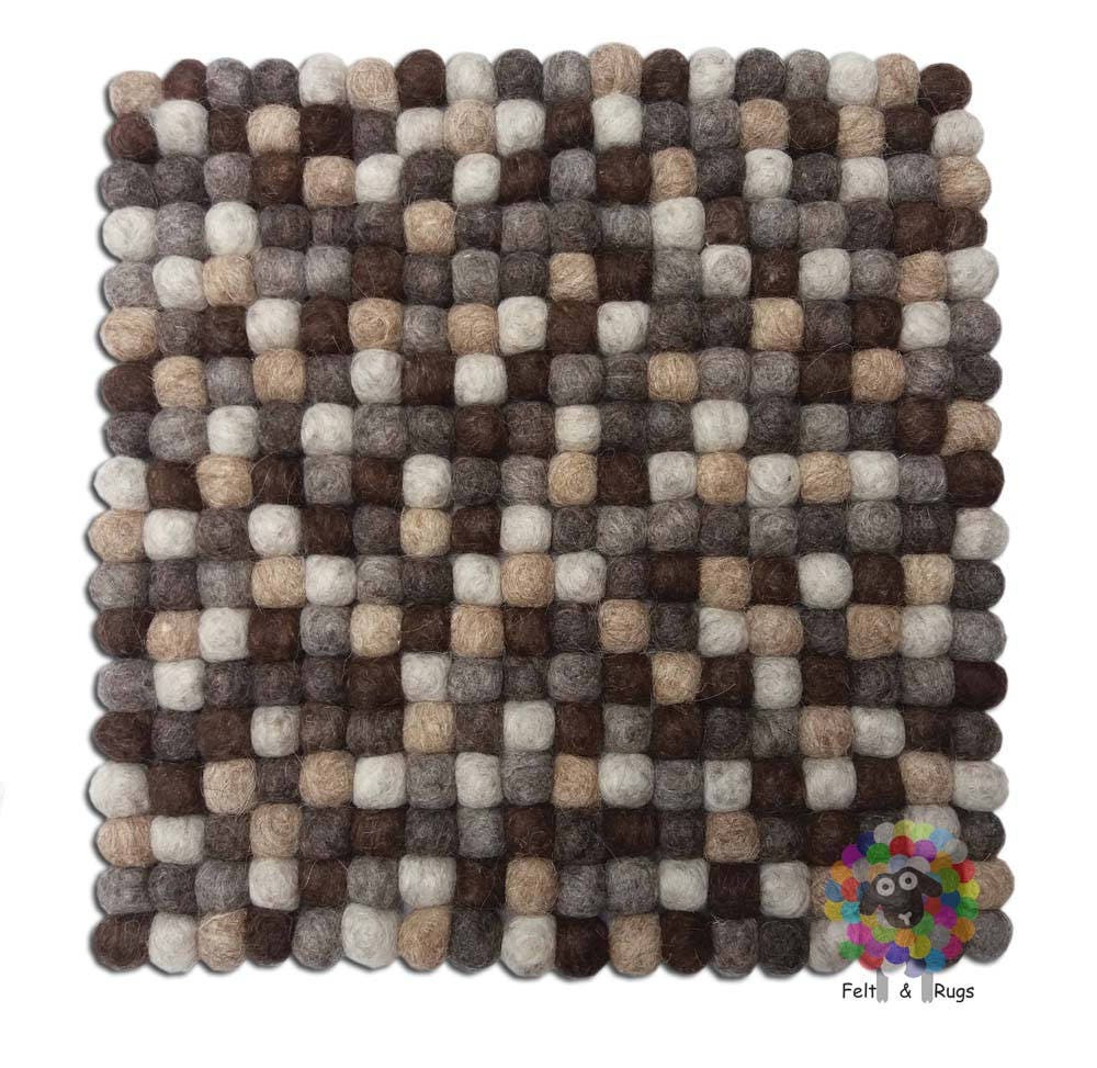 Square Felt Ball Chair Mat Set of 4 pcs. Size 36 cm x 36 cm each. 100 % Wool