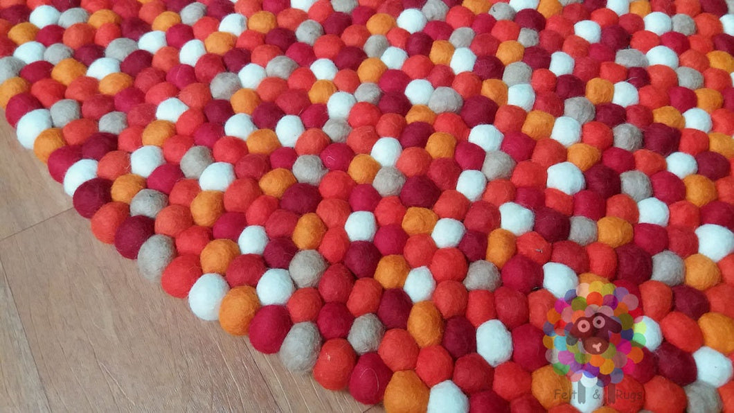 Felt Ball Rugs /, Nursery Rug , Nepal Handmade Felt Ball pom pom Rug / carpet (Free Shipping)