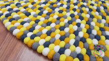 Load image into Gallery viewer, Felt Ball Rugs 20 cm - 250 cm Shades of Yellow , Gray and White (Free Shipping)
