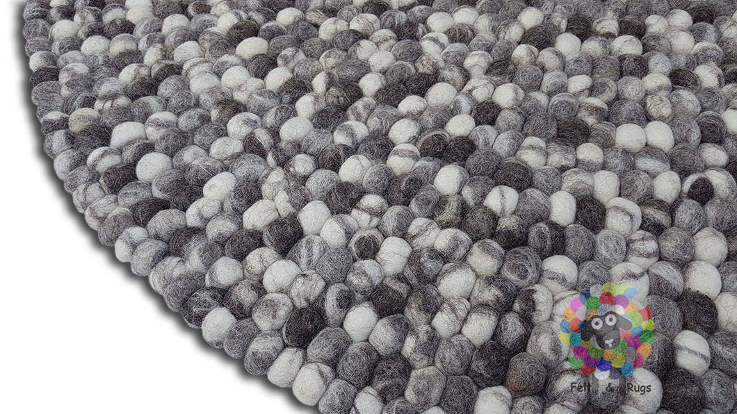 Natural Stone Felt Ball Rug 90 cm - 250 cm. 100 % Wool Handmade Nepal Rug (Free Shipping)