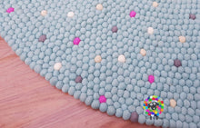 Load image into Gallery viewer, Felt Ball Rugs / Light Blue with bright spots Rug / Nursery Rug / Girl room carpet (Free Shipping)
