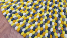 Load image into Gallery viewer, Felt Ball Rugs 20 cm - 250 cm Shades of Yellow , Gray and White (Free Shipping)
