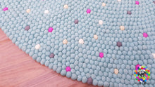 Load image into Gallery viewer, Felt Ball Rugs / Light Blue with bright spots Rug / Nursery Rug / Girl room carpet (Free Shipping)
