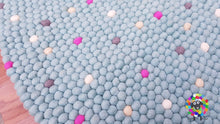 Load image into Gallery viewer, Felt Ball Rugs / Light Blue with bright spots Rug / Nursery Rug / Girl room carpet (Free Shipping)
