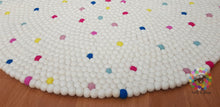 Load image into Gallery viewer, Felt Ball Rugs / White Rug with bright spot / Nursery Rug / Girl room carpet (Free Shipping)
