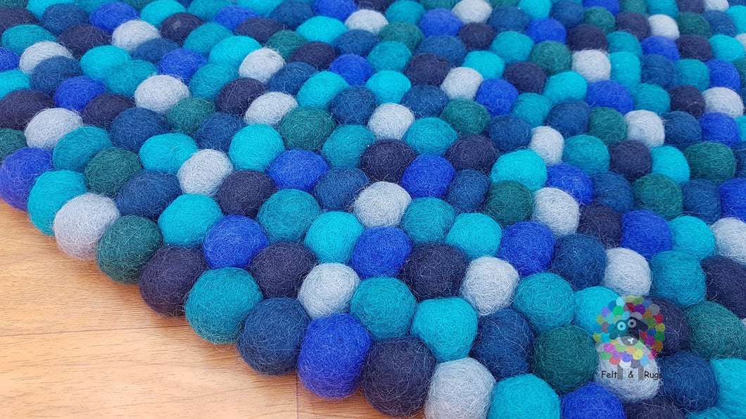 Felt Ball Rug / Nursery Pom pom rug /  Pebble Rug / Handmade 100 % Wool (Free Shipping)