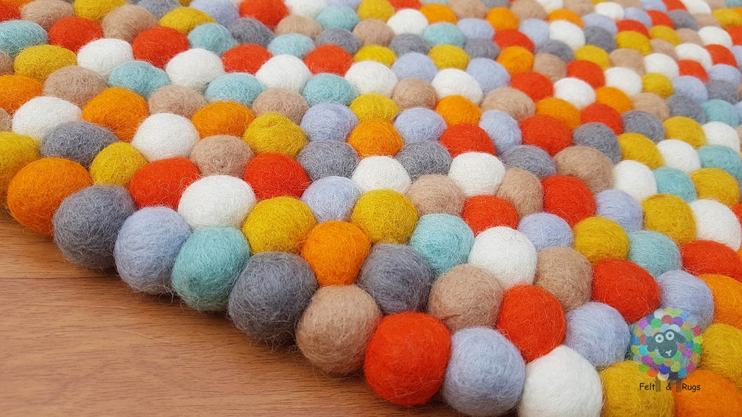 Freckle Felt Ball Rugs 90 cm - 250 cm. 100 % Wool Handmade Nepal Rug (Free Shipping)