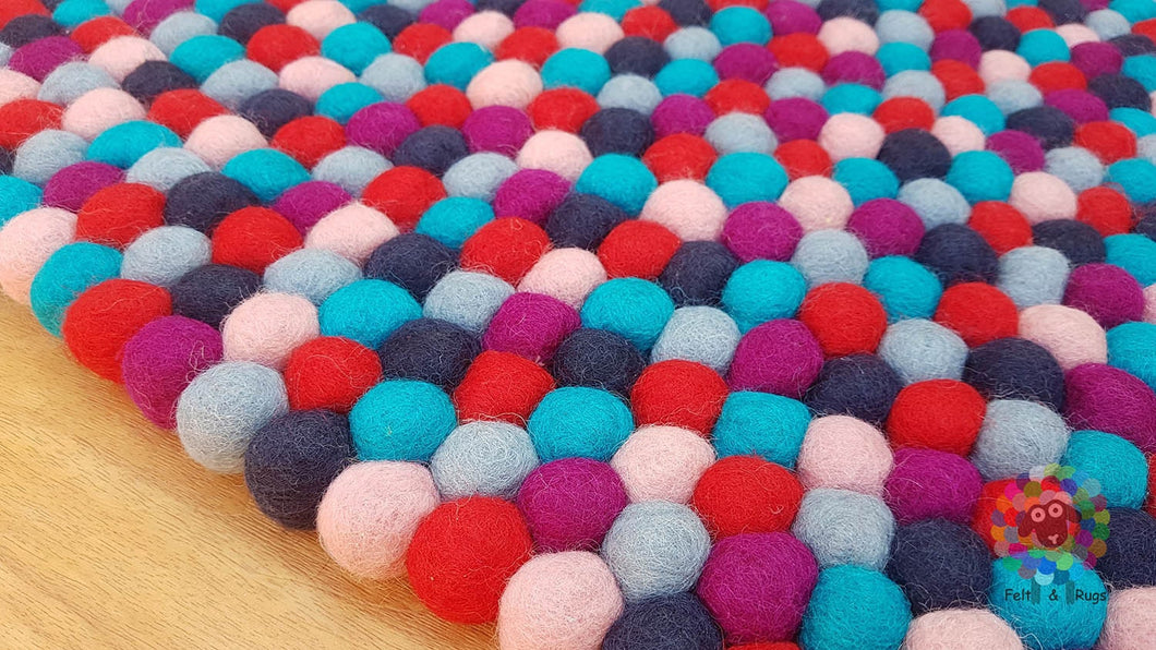 Freckle Felt Ball Rugs 90 cm - 250 cm. 100 % Wool Handmade Nepal Rug (Free Shipping)