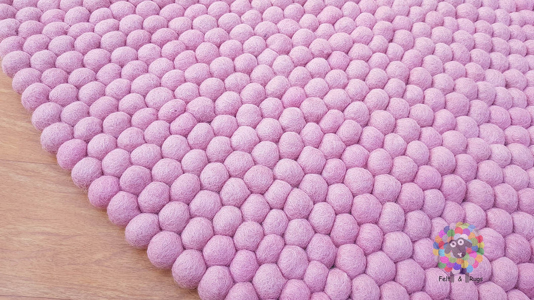 Felt Ball Rugs / Girl Room Rug /  Baby Pink Rug / Nursery Rug. Handmade Rug 100 % Wool  (Free Shipping)