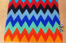 Load image into Gallery viewer, Rectangle Felt Ball Rugs / Rainbow Zig zag , Place mat Carpet. 100 % Wool Carpet (Free Shipping)
