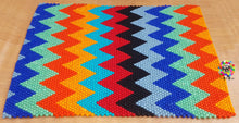 Load image into Gallery viewer, Rectangle Felt Ball Rugs / Rainbow Zig zag , Place mat Carpet. 100 % Wool Carpet (Free Shipping)
