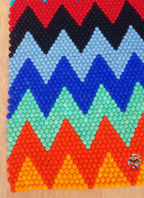 Load image into Gallery viewer, Rectangle Felt Ball Rugs / Rainbow Zig zag , Place mat Carpet. 100 % Wool Carpet (Free Shipping)
