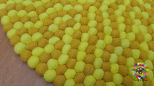 Load image into Gallery viewer, Felt Ball Rugs. Mustard /Yellow /Pom Pom Nursery Rug / Round Rug / Teppich  (Free Shipping)
