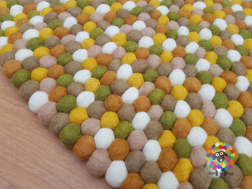 Felt Ball Rug 20 cm - 250 cm Nursery pom pom wool Rug . 100 % wool Handmade Rug (Free Shipping)