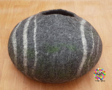 Load image into Gallery viewer, Large Felt Cat Cave / 40 cm or 16 Inches Diameter / Cat Bed / Pet Bed / Puppy Bed / Cat House. 100 % Wool Natural Color
