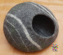 Load image into Gallery viewer, Large Felt Cat Cave / 40 cm or 16 Inches Diameter / Cat Bed / Pet Bed / Puppy Bed / Cat House. 100 % Wool Natural Color
