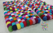 Load image into Gallery viewer, Set of 4 Trivets Square Multicolored Felt Ball Trivet Size 17 cm x 17 cm. 100 % Wool
