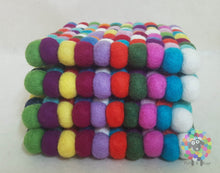 Load image into Gallery viewer, Set of 4 Trivets Square Multicolored Felt Ball Trivet Size 17 cm x 17 cm. 100 % Wool
