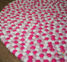 Load image into Gallery viewer, Felt Ball Rug. Baby Pink , Hot Pink / White  Children Rug/ Girl Room Rug / Nursery Rug (Free Shipping)
