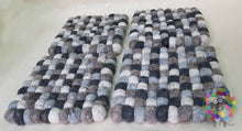 Load image into Gallery viewer, Set of 4 Trivets Square Natural shades of Felt Ball Trivet Size 17 cm x 17 cm. 100 % Wool
