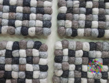 Load image into Gallery viewer, Set of 4 Trivets Square Natural shades of Felt Ball Trivet Size 17 cm x 17 cm. 100 % Wool
