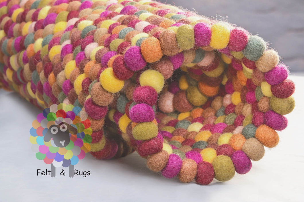 Felt Ball Rugs 20 cm - 250 Nursery Rug/ Living Room Rug/ Pom Pom Rug / Pebble Rug (Free Shipping)