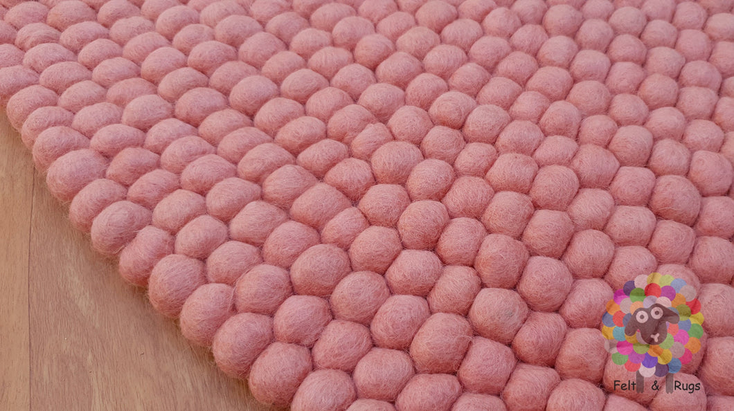 Felt Ball Rugs 20 cm - 250 cm Baby Pink Rug (Free Shipping)