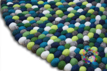 Load image into Gallery viewer, Felt Ball Rug 20 cm - 250 cm  Shades of Green and Blue  (Free Shipping)
