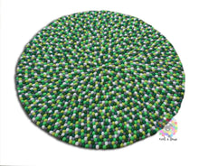 Load image into Gallery viewer, Felt Ball Rug 20 cm - 250 cm  Shades of Green and Grey  (Free Shipping)
