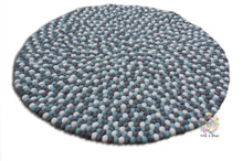 Load image into Gallery viewer, Felt Ball Rug 20 cm - 250 cm  Shades of Natural Grey and Light Blue  (Free Shipping)
