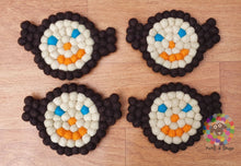 Load image into Gallery viewer, Monkey Felt Ball Trivet and Coasters Set. 100 % Wool
